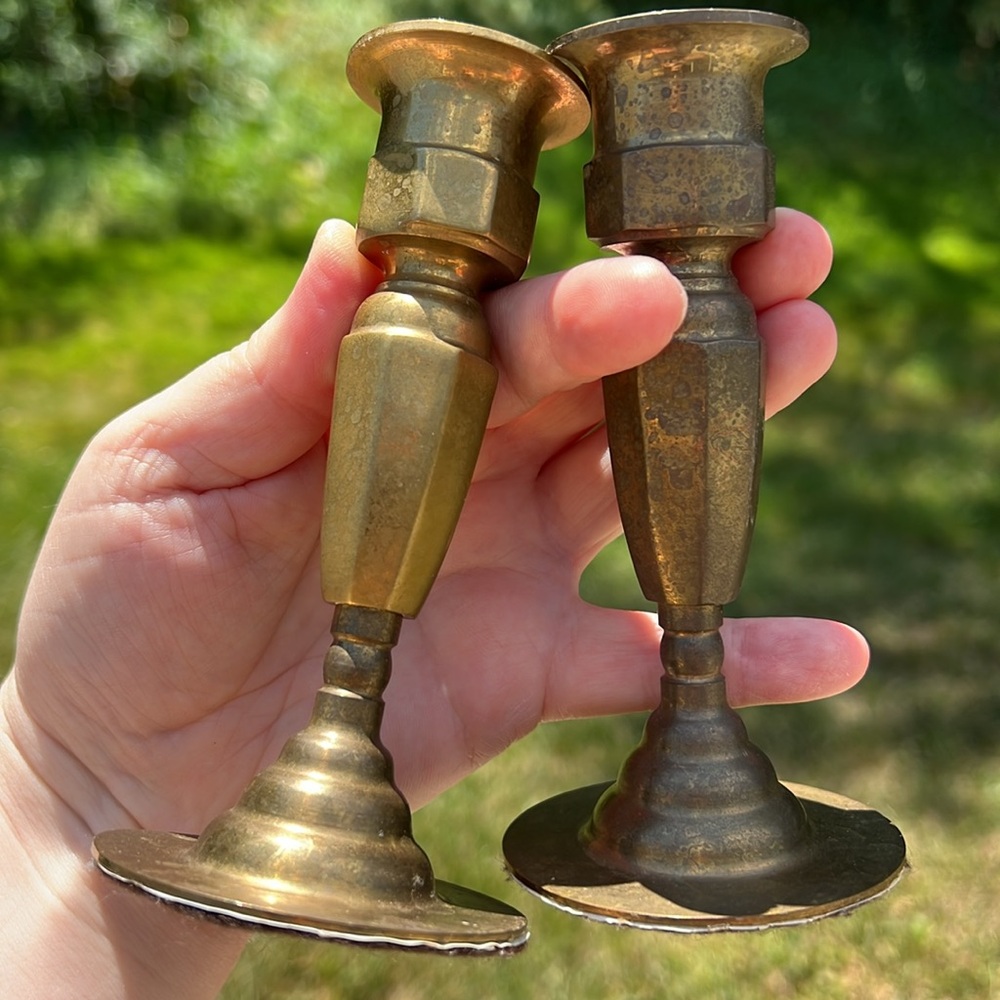 Colonial Williamsburg Gold Brass Candlestick Holders Set Taper Candle Holders - Picture 8 of 8